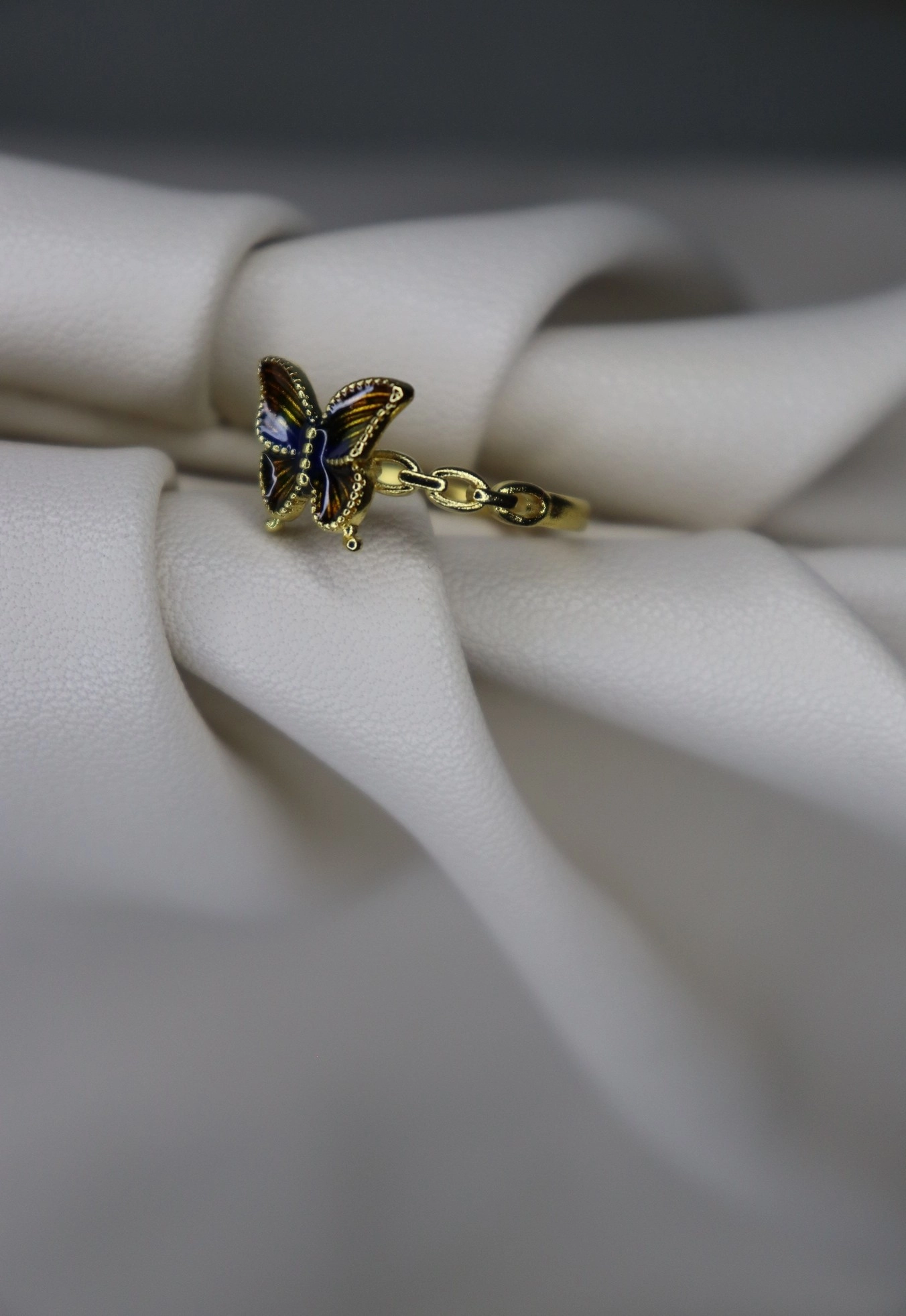 Kelebek Tasarımlı 22 Ayar Altın Kaplama Yüzük