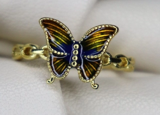 Kelebek Tasarımlı 22 Ayar Altın Kaplama Yüzük