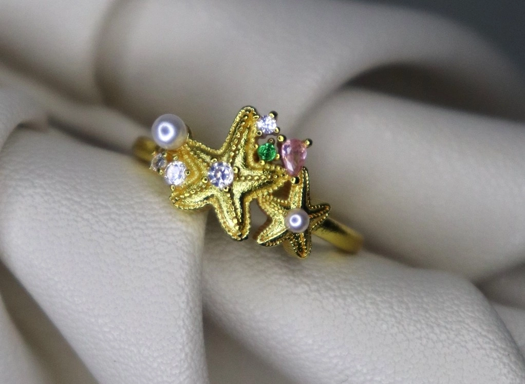 Ocean Pearl – Altın Kaplama İncili ve Taşlı Yüzük