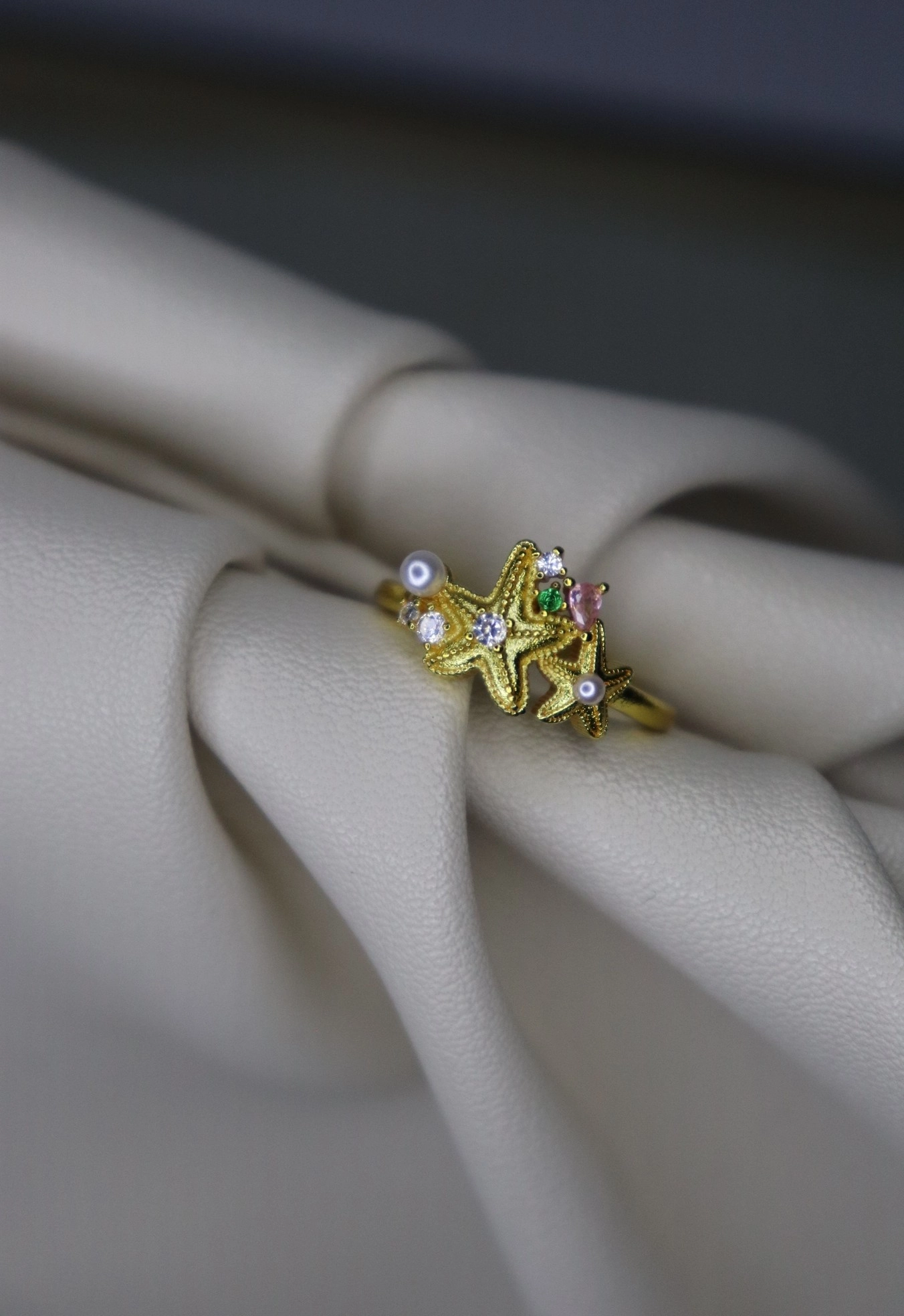 Ocean Pearl – Altın Kaplama İncili ve Taşlı Yüzük