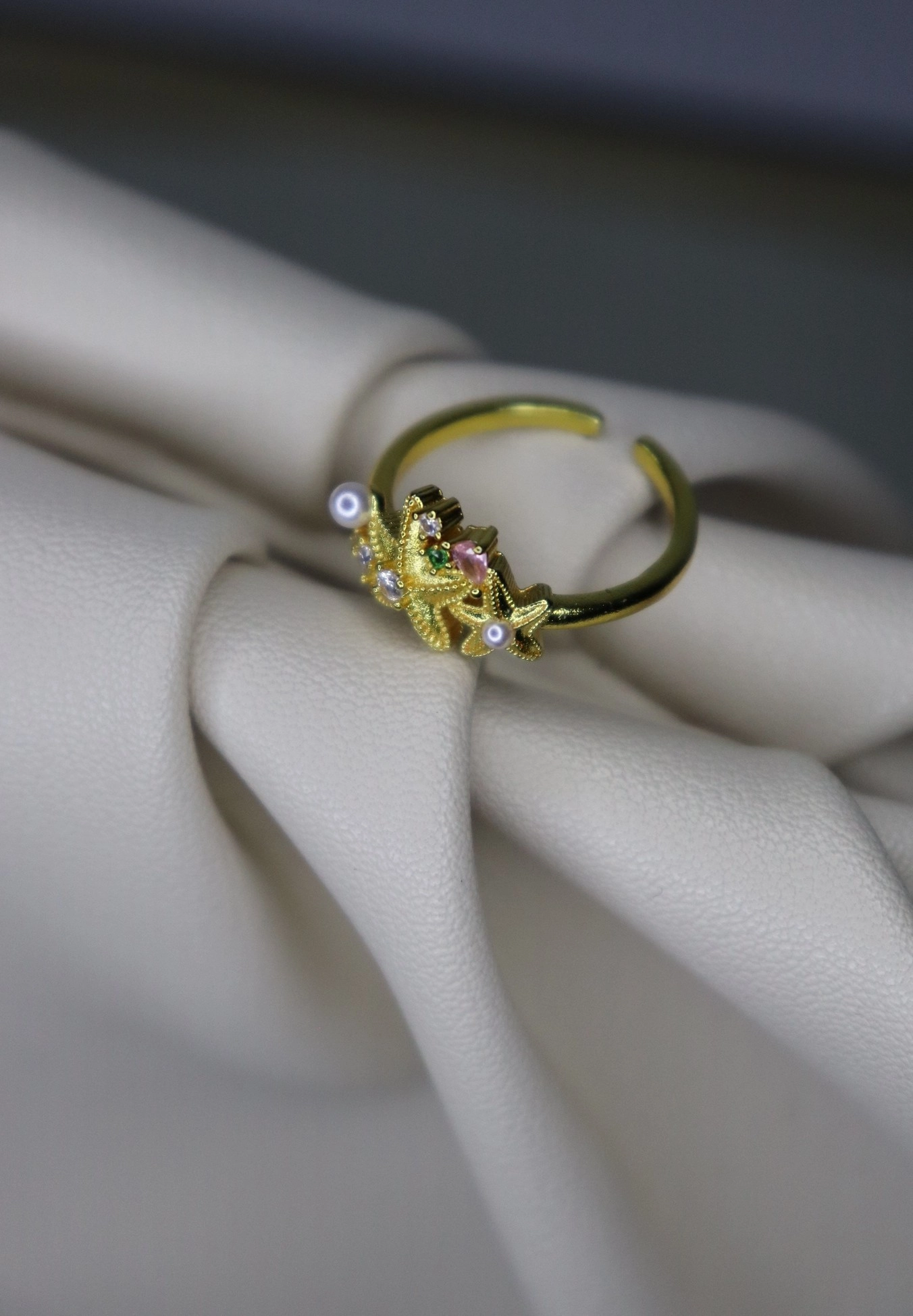 Ocean Pearl – Altın Kaplama İncili ve Taşlı Yüzük