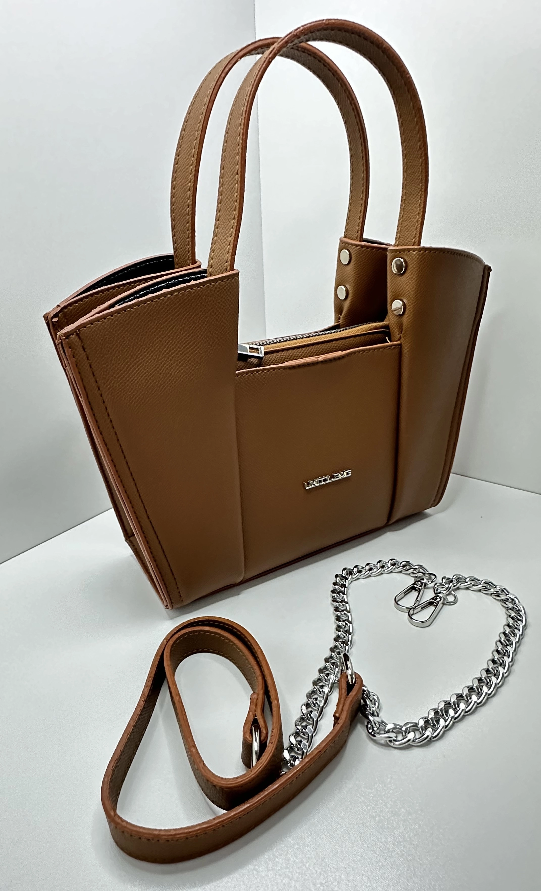 Zincir Askılı Suni Deri El ve Omuz Çantası