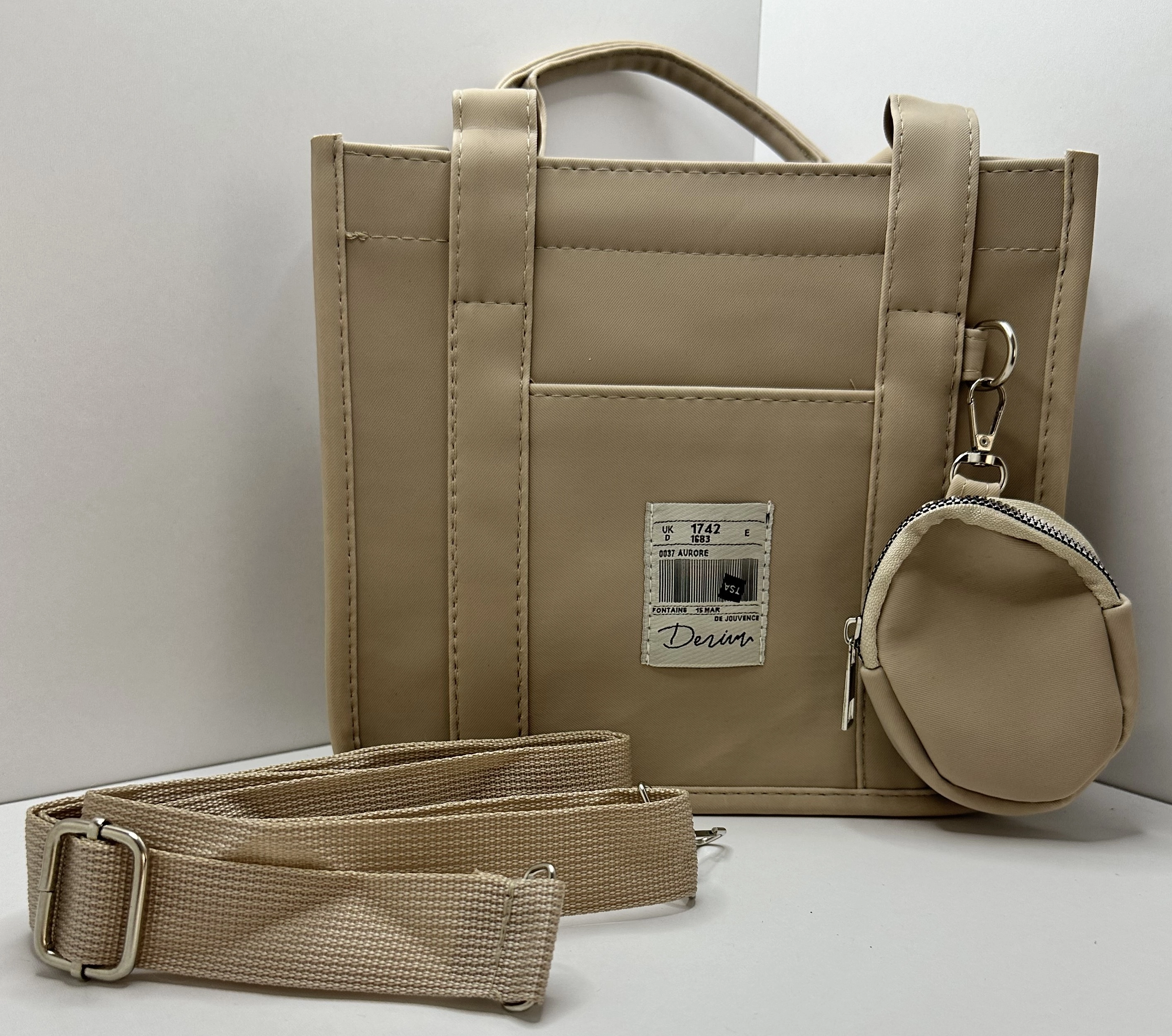 Kanvas Mini Cüzdanlı El ve Omuz Çantası