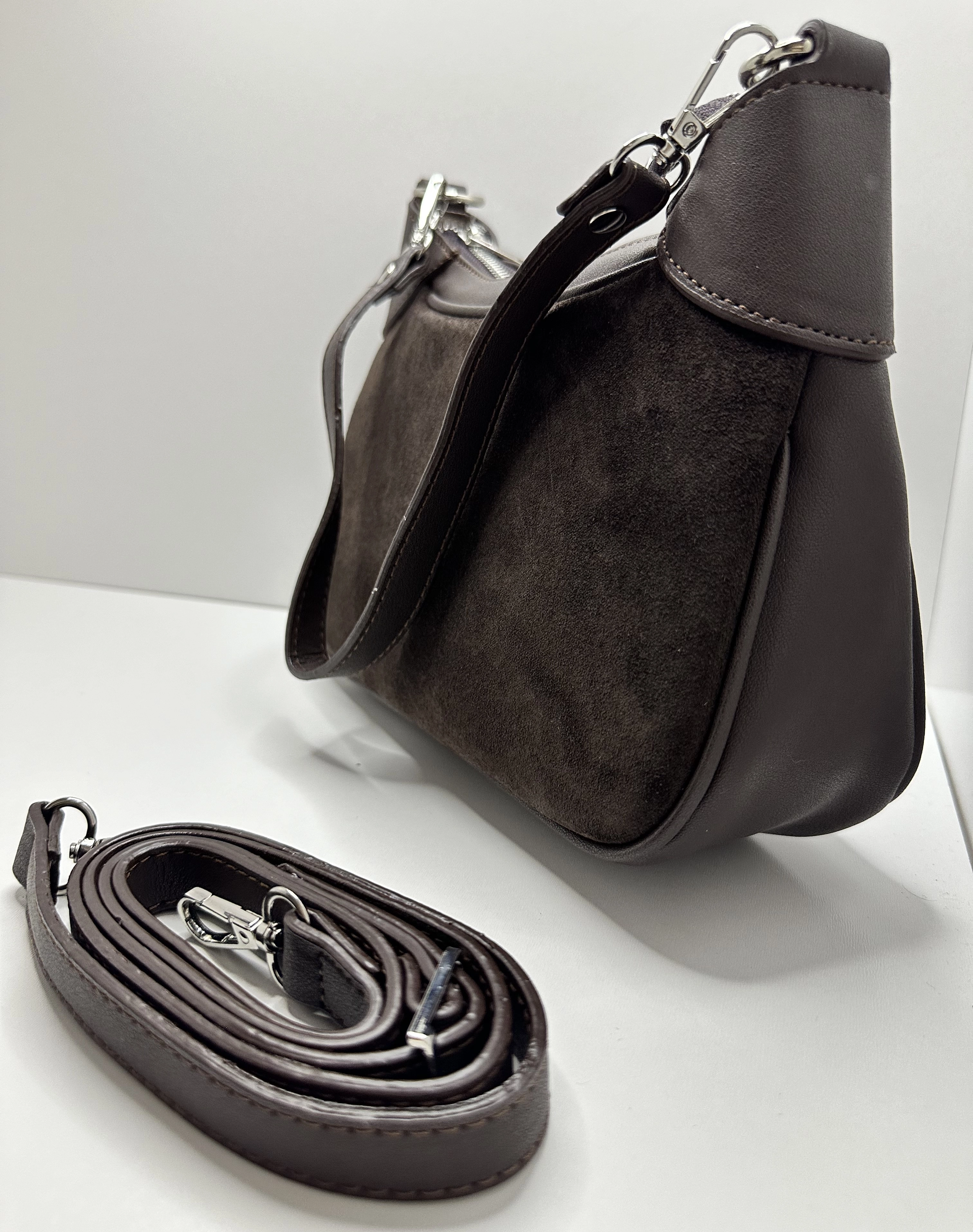 Süet Suni Deri Baget Omuz Çantası | Kadın Günlük Çanta | Hecge