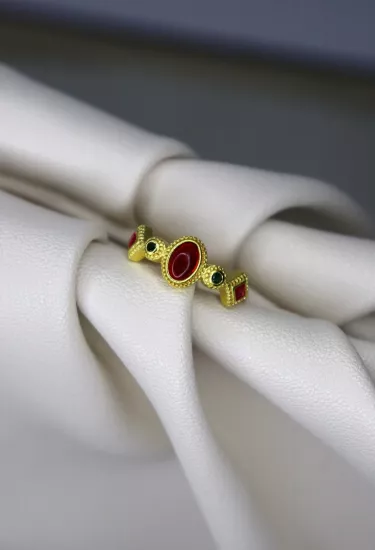 Imperial Ruby Altın Kaplama Kırmızı Taşlı Yüzük