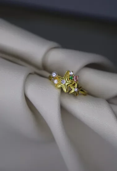 Ocean Pearl Altın Kaplama İncili Yüzük