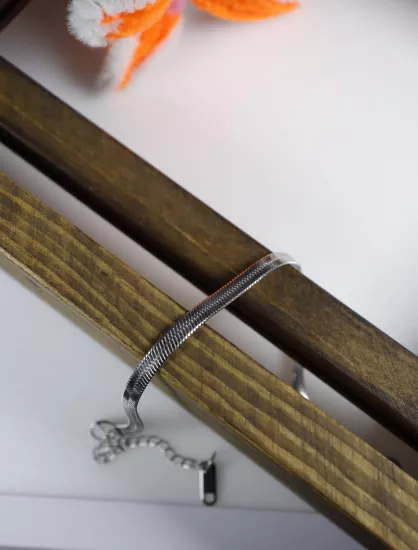 Gümüş Renk Yılan Zincir Bileklik –Unisex Takı