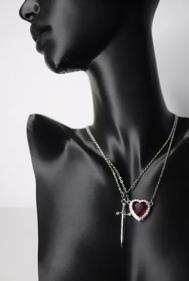 Kalp ve Kılıç Çift Kolye