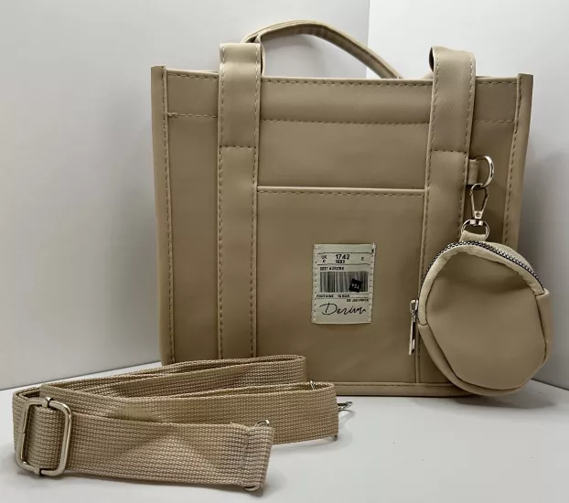 Kanvas Mini Cüzdanlı El ve Omuz Çantası