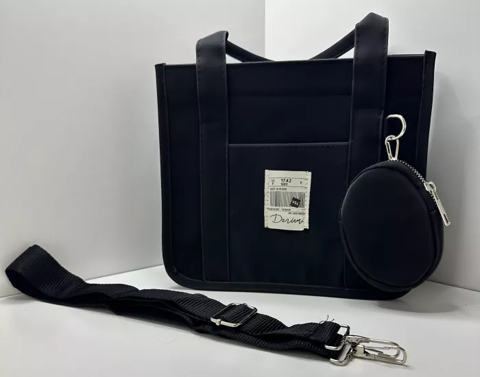 Kanvas Mini Cüzdanlı El ve Omuz Çantası