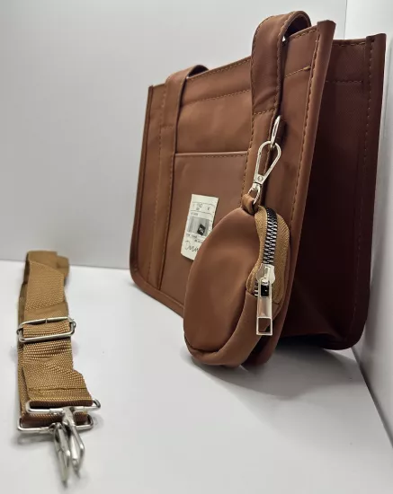 Kanvas Mini Cüzdanlı El ve Omuz Çantası