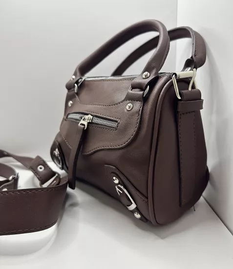 Deri Görünümlü Kadın El ve Omuz Çantası